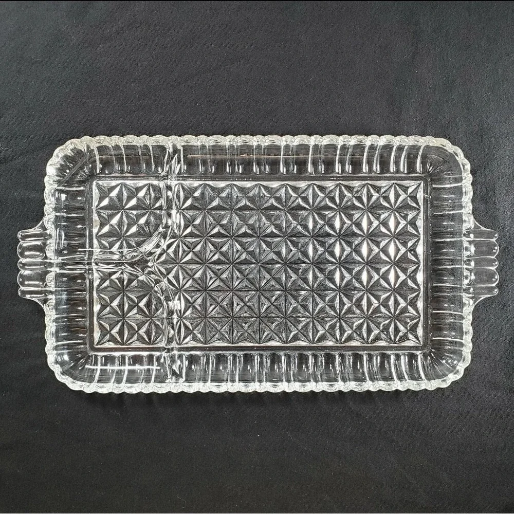 Anchor Hocking Serva Snack Clear Sip n Smoke Pressed Glass‎ Tray